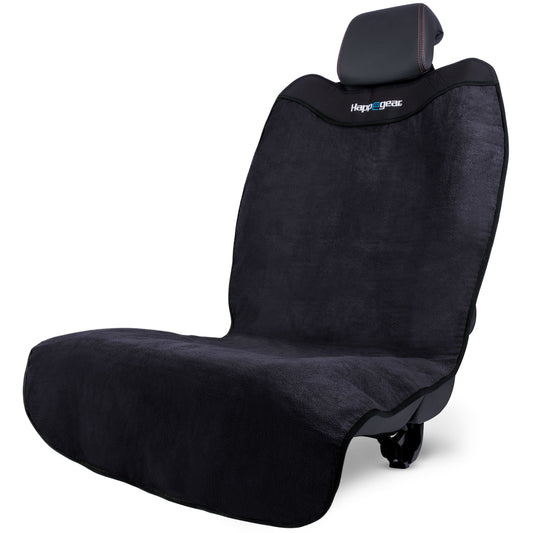 Happeseat waterproof microfiber car seat cover installed over a car seat